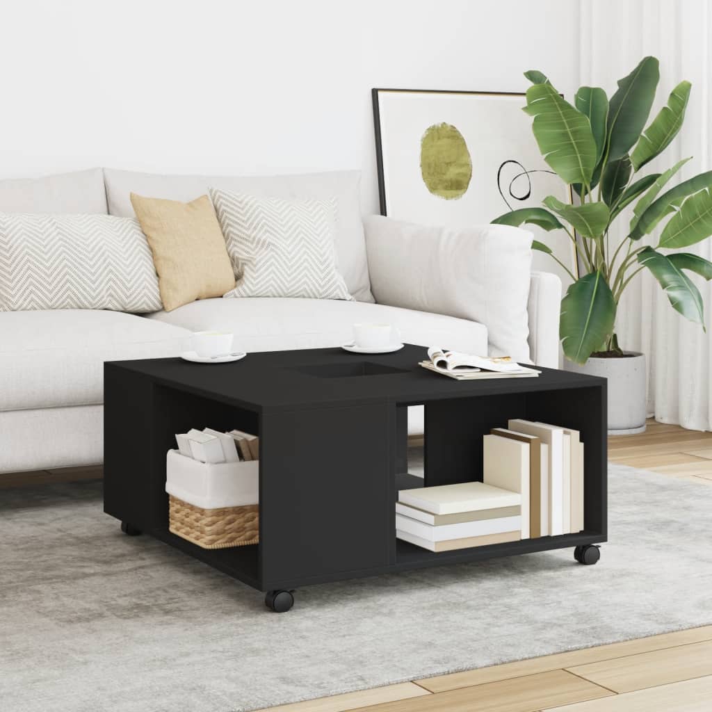 Table basse noir 80x80x40 cm bois d'ingénierie - XIOS