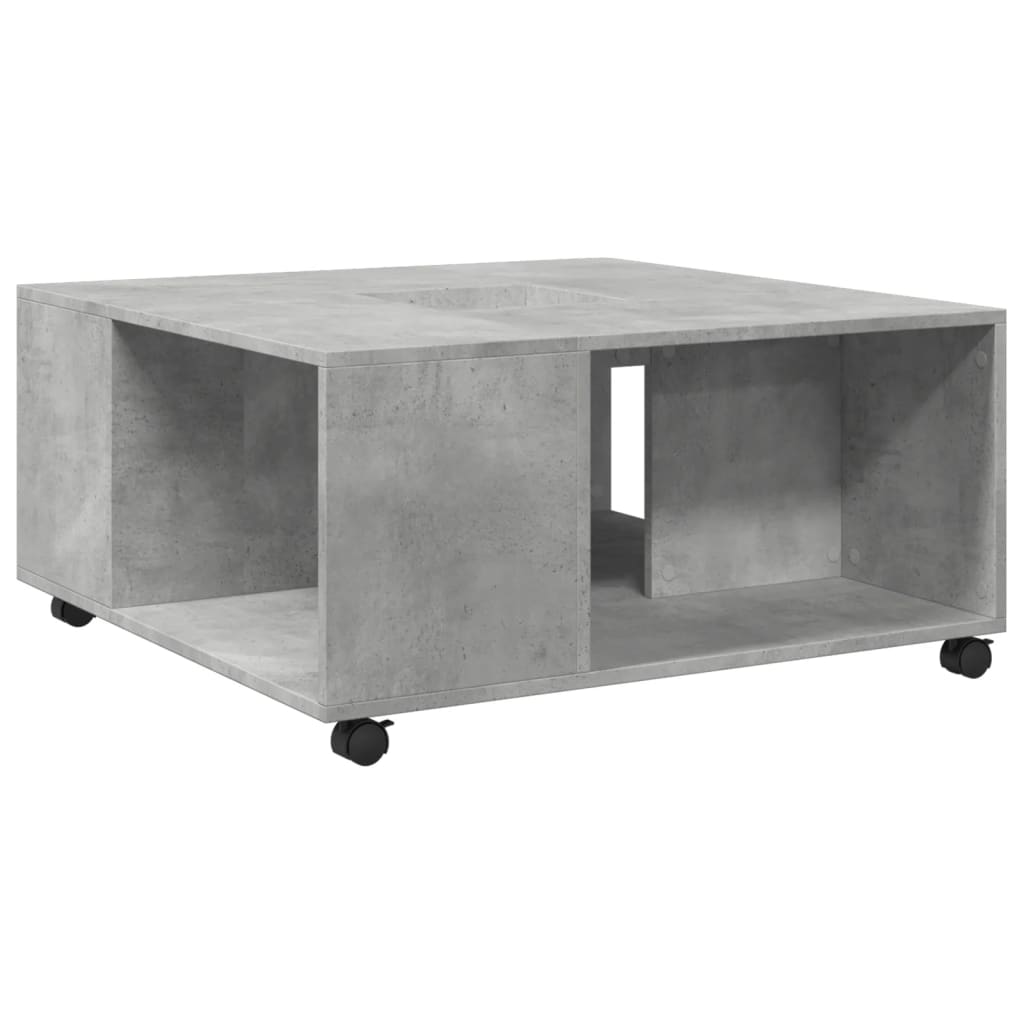 Table basse gris béton 80x80x40 cm bois d'ingénierie - XIOS