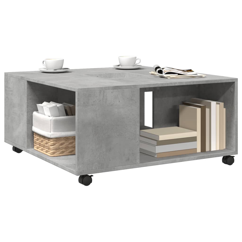 Table basse gris béton 80x80x40 cm bois d'ingénierie - XIOS