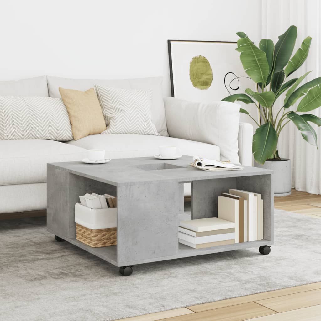 Table basse gris béton 80x80x40 cm bois d'ingénierie - XIOS