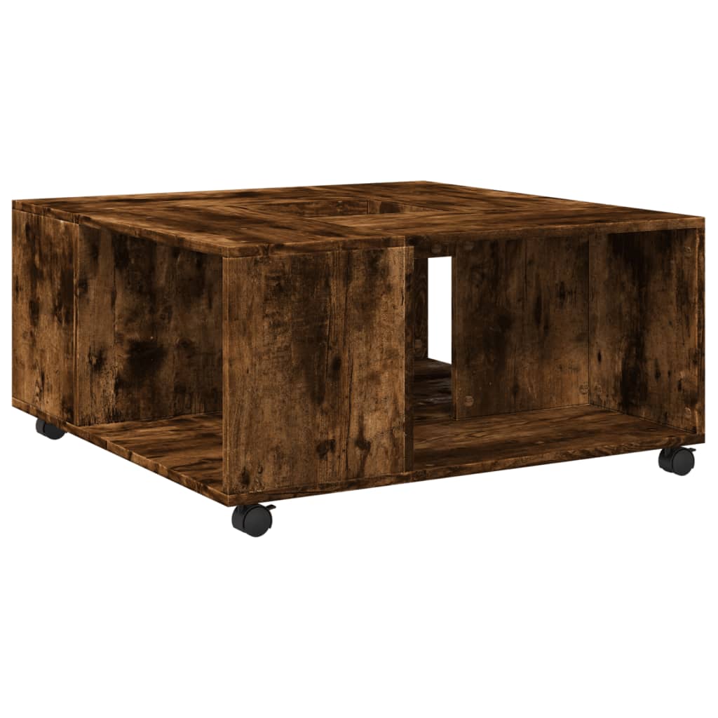 Table basse chêne fumé 80x80x40 cm bois d'ingénierie - XIOS