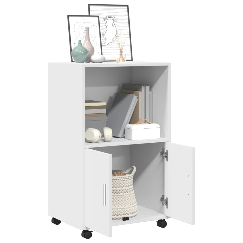 Armoire à roulettes blanc 55x40x91 cm bois d’ingénierie - XIOS