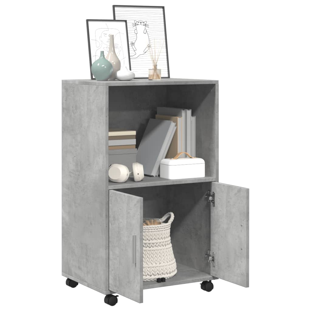 Armoire à roulettes gris béton 55x40x91 cm bois d'ingénierie - XIOS
