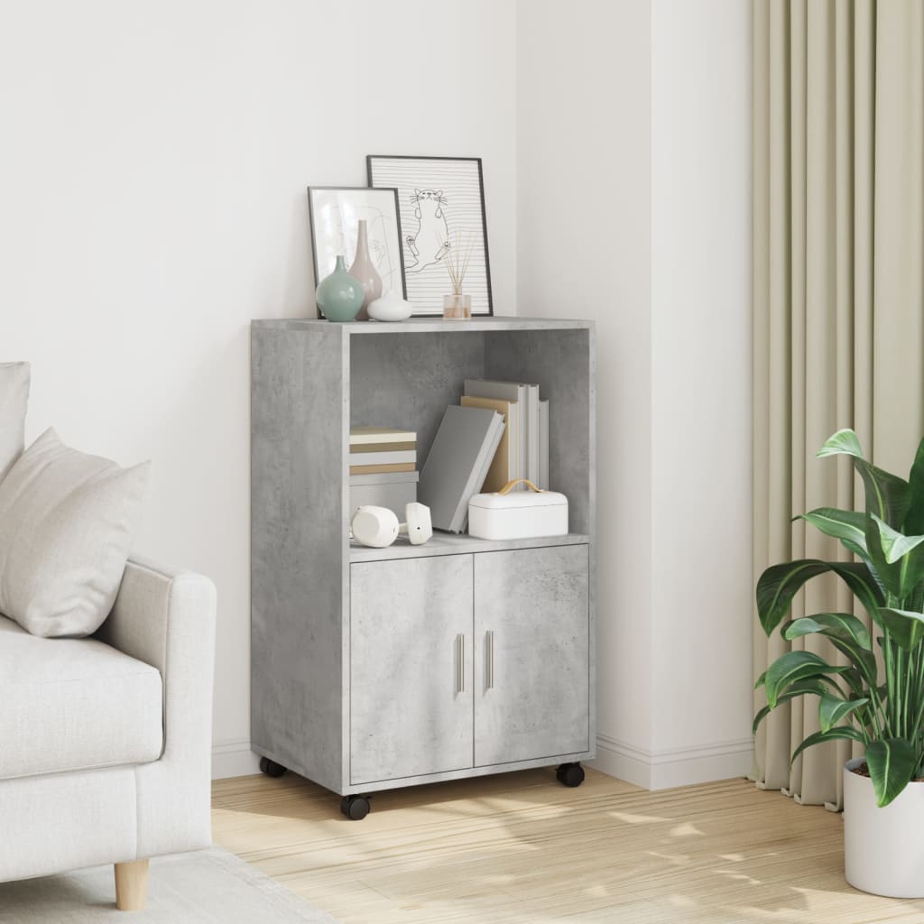 Armoire à roulettes gris béton 55x40x91 cm bois d'ingénierie - XIOS