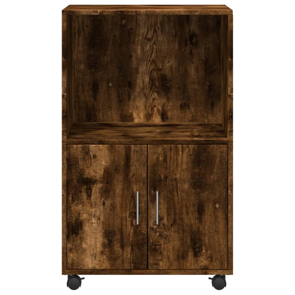 Armoire à roulettes chêne fumé 55x40x91 cm bois d'ingénierie - XIOS