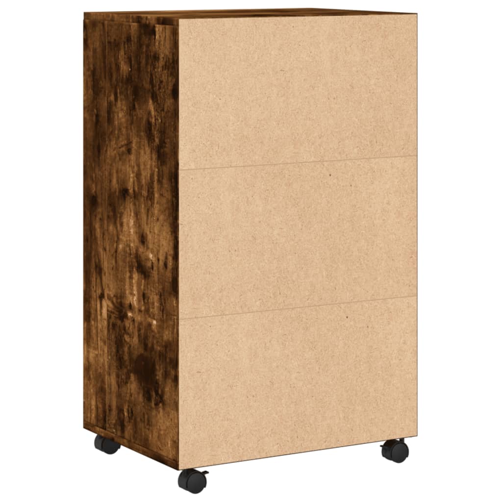 Armoire à roulettes chêne fumé 55x40x91 cm bois d'ingénierie - XIOS