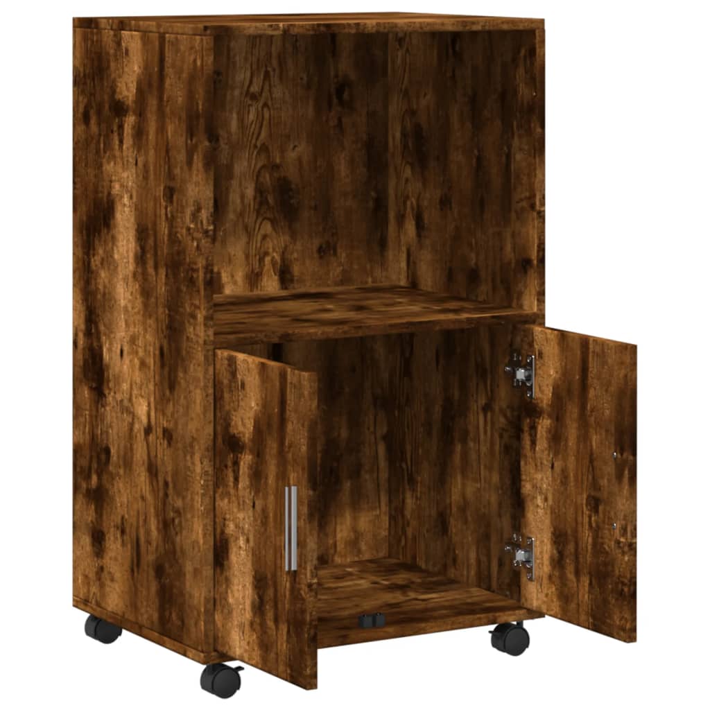 Armoire à roulettes chêne fumé 55x40x91 cm bois d'ingénierie - XIOS