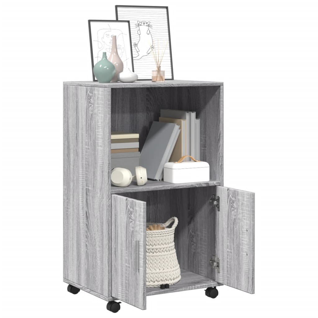 Armoire à roulettes sonoma gris 55x40x91 cm bois d'ingénierie - XIOS