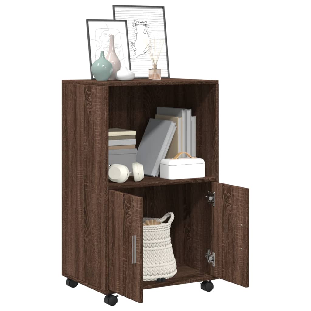 Armoire à roulettes chêne marron 55x40x91 cm bois d'ingénierie - XIOS
