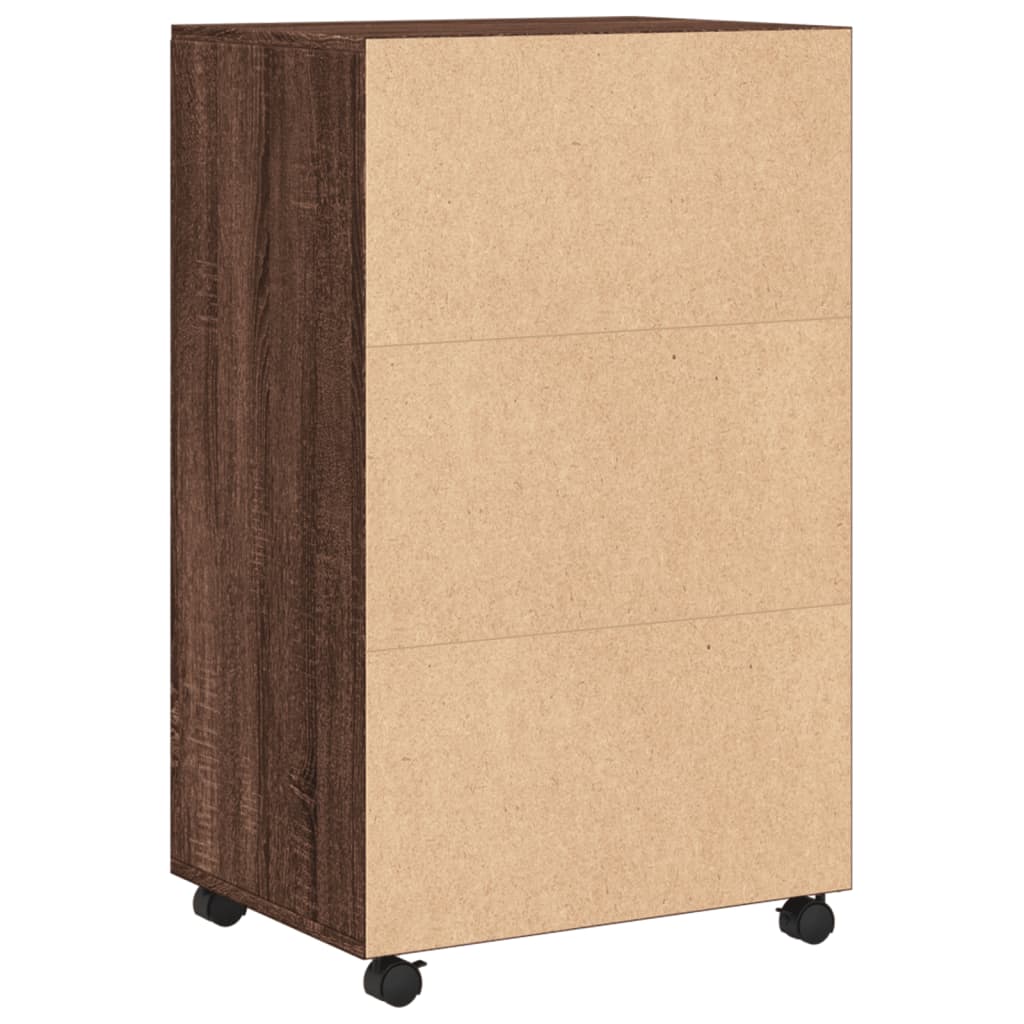 Armoire à roulettes chêne marron 55x40x91 cm bois d'ingénierie - XIOS