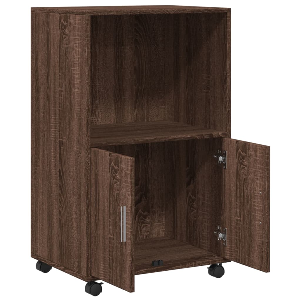 Armoire à roulettes chêne marron 55x40x91 cm bois d'ingénierie - XIOS