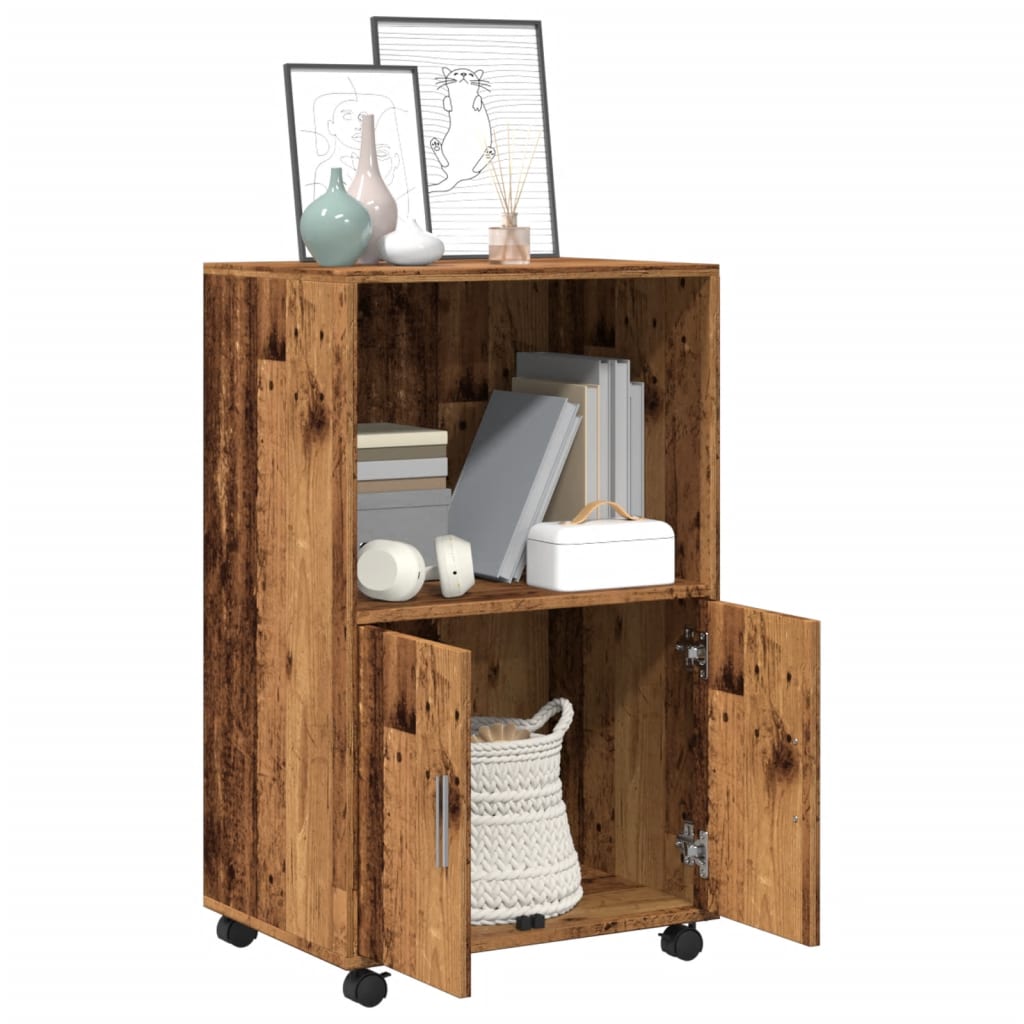 Armoire à roulettes vieux bois 55x40x91 cm bois d'ingénierie - XIOS