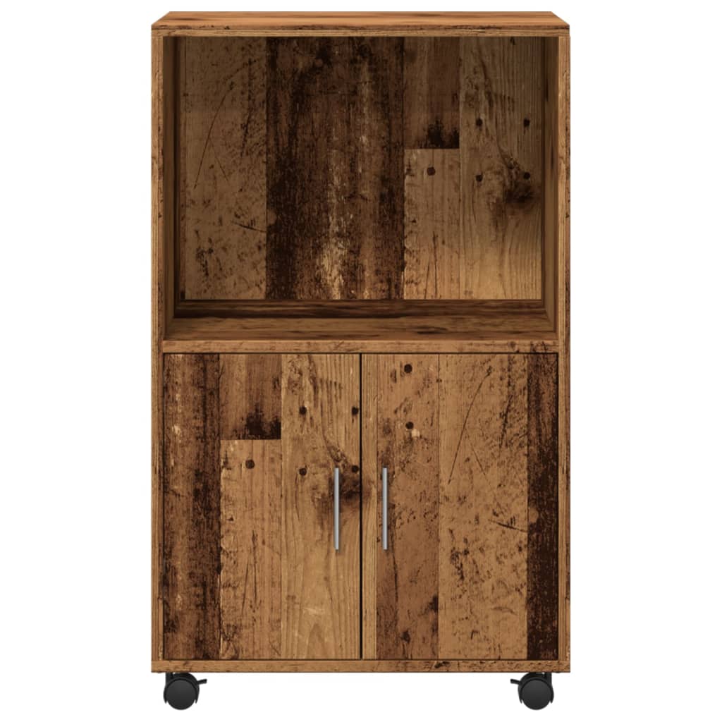 Armoire à roulettes vieux bois 55x40x91 cm bois d'ingénierie - XIOS