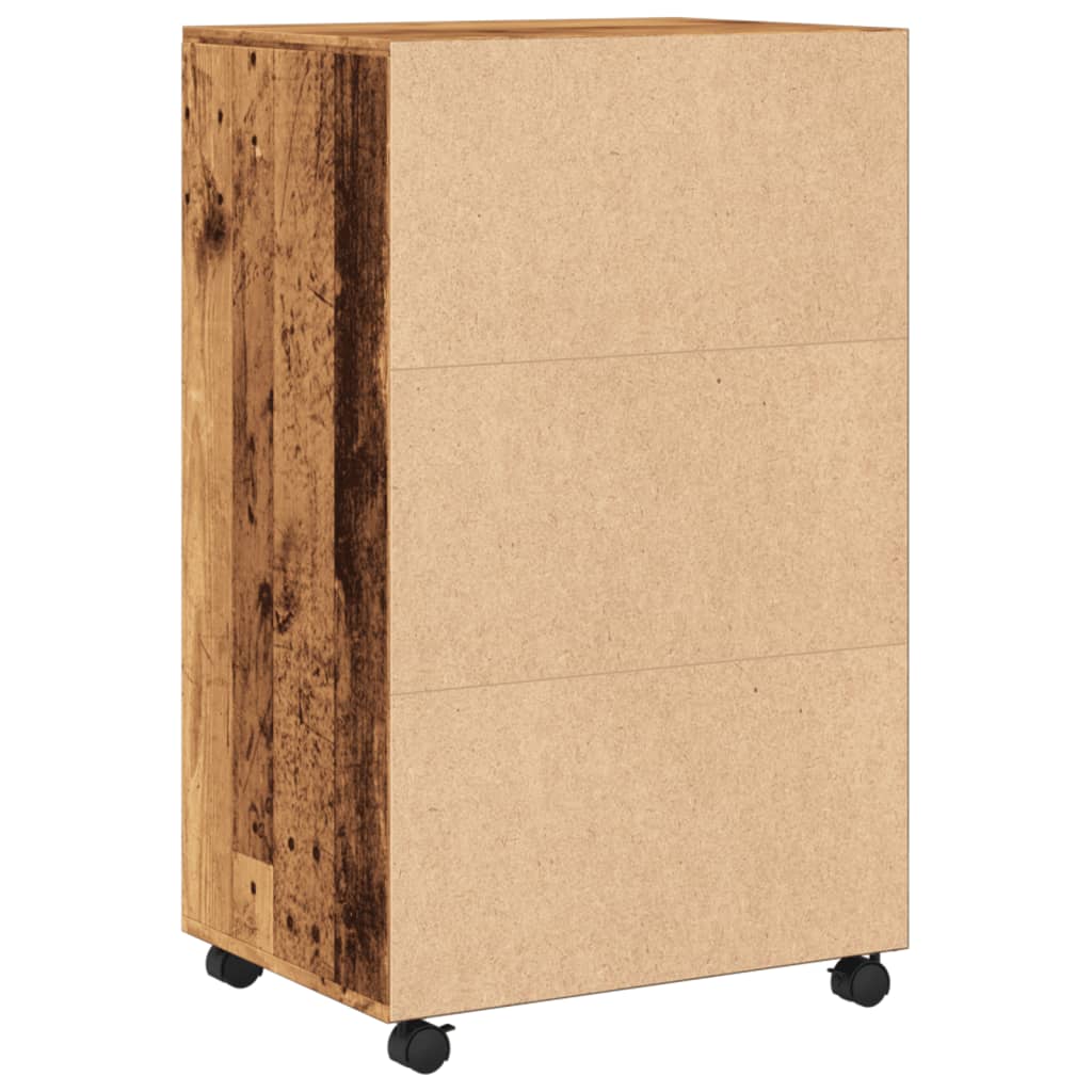 Armoire à roulettes vieux bois 55x40x91 cm bois d'ingénierie - XIOS
