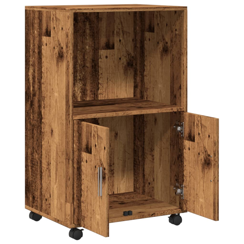 Armoire à roulettes vieux bois 55x40x91 cm bois d'ingénierie - XIOS