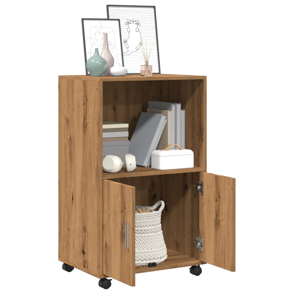 Armoire à roulettes chêne artisanal 55x40x91 cm bois ingénierie - XIOS