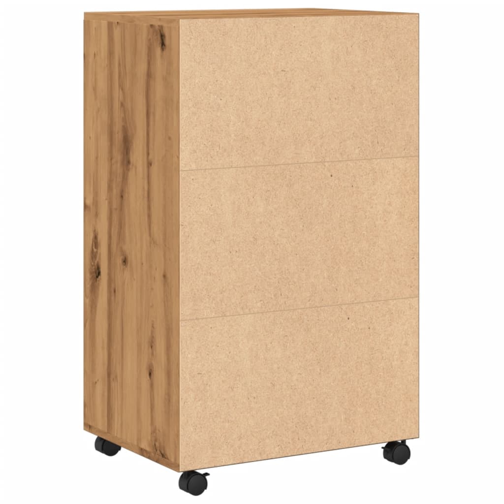 Armoire à roulettes chêne artisanal 55x40x91 cm bois ingénierie - XIOS