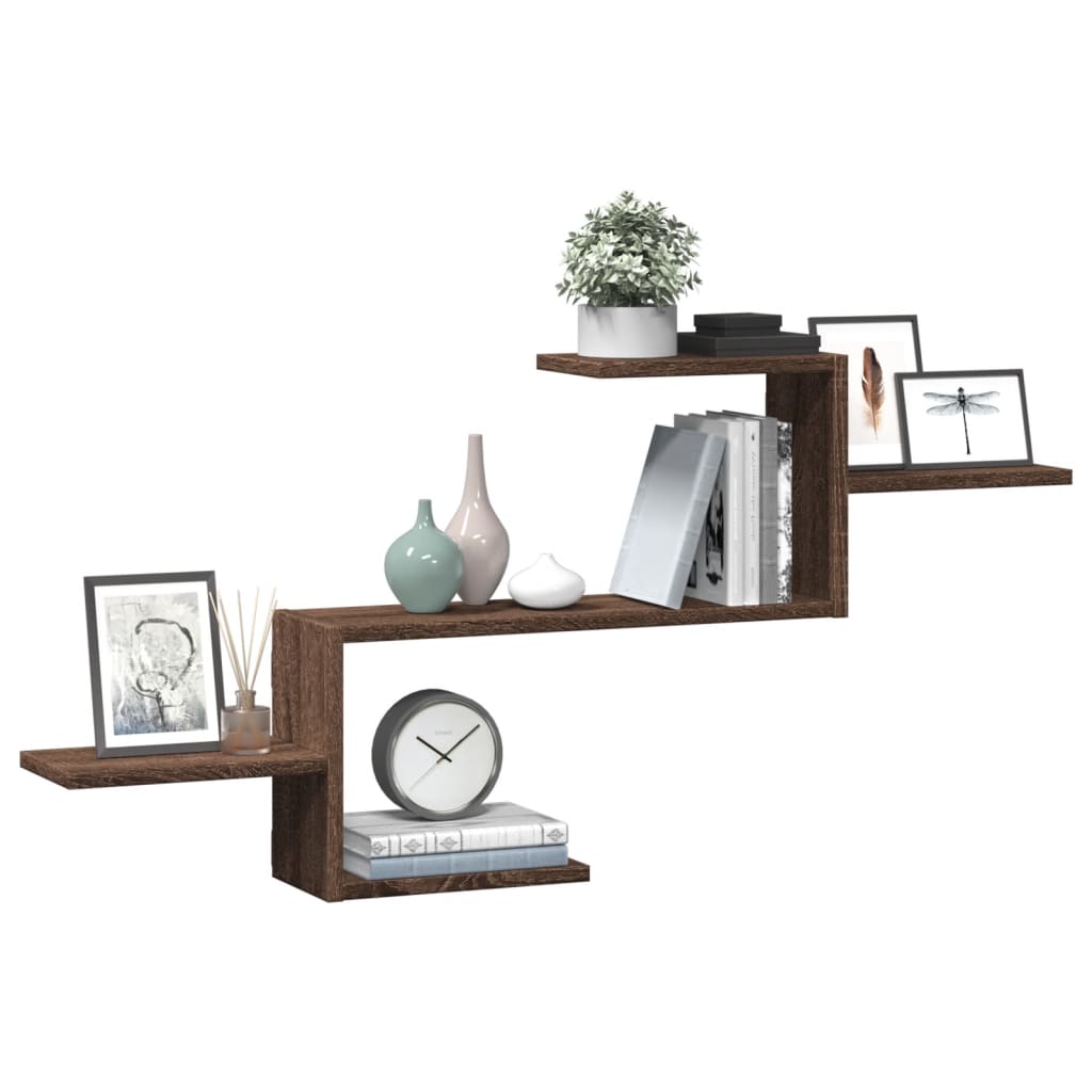 Étagère murale chêne marron 104x15x49 cm bois d'ingénierie - XIOS