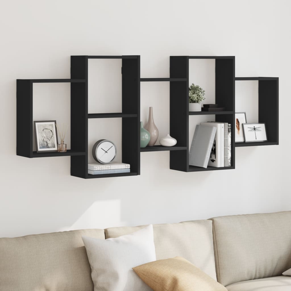 Étagère murale noir 159x18x65 cm bois d'ingénierie - XIOS
