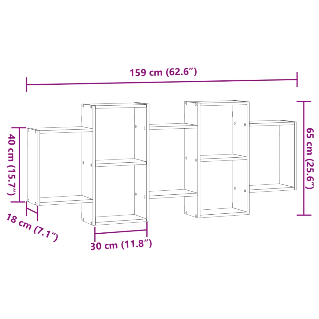Étagère murale chêne fumé 159x18x65 cm bois d'ingénierie - XIOS