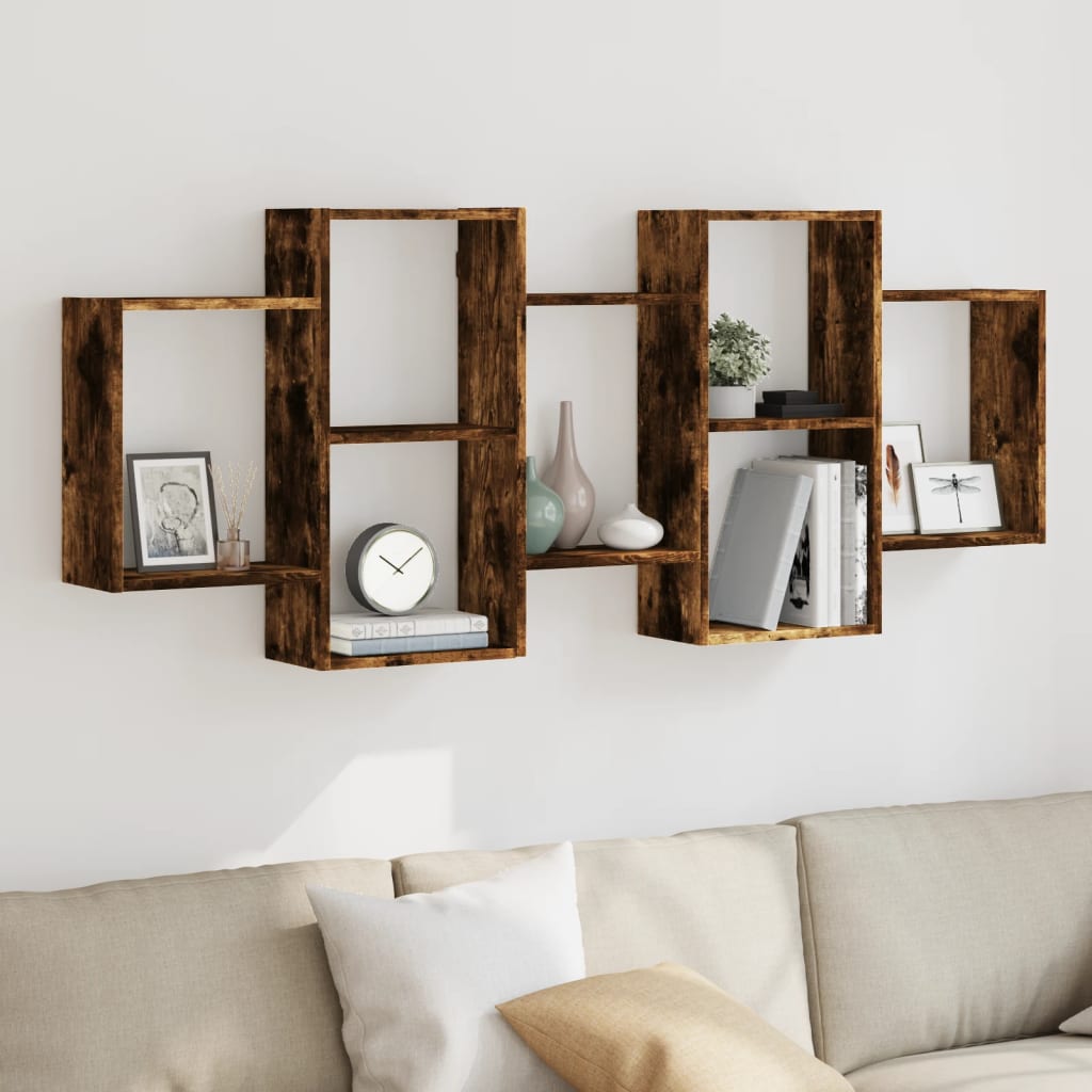 Étagère murale chêne fumé 159x18x65 cm bois d'ingénierie - XIOS