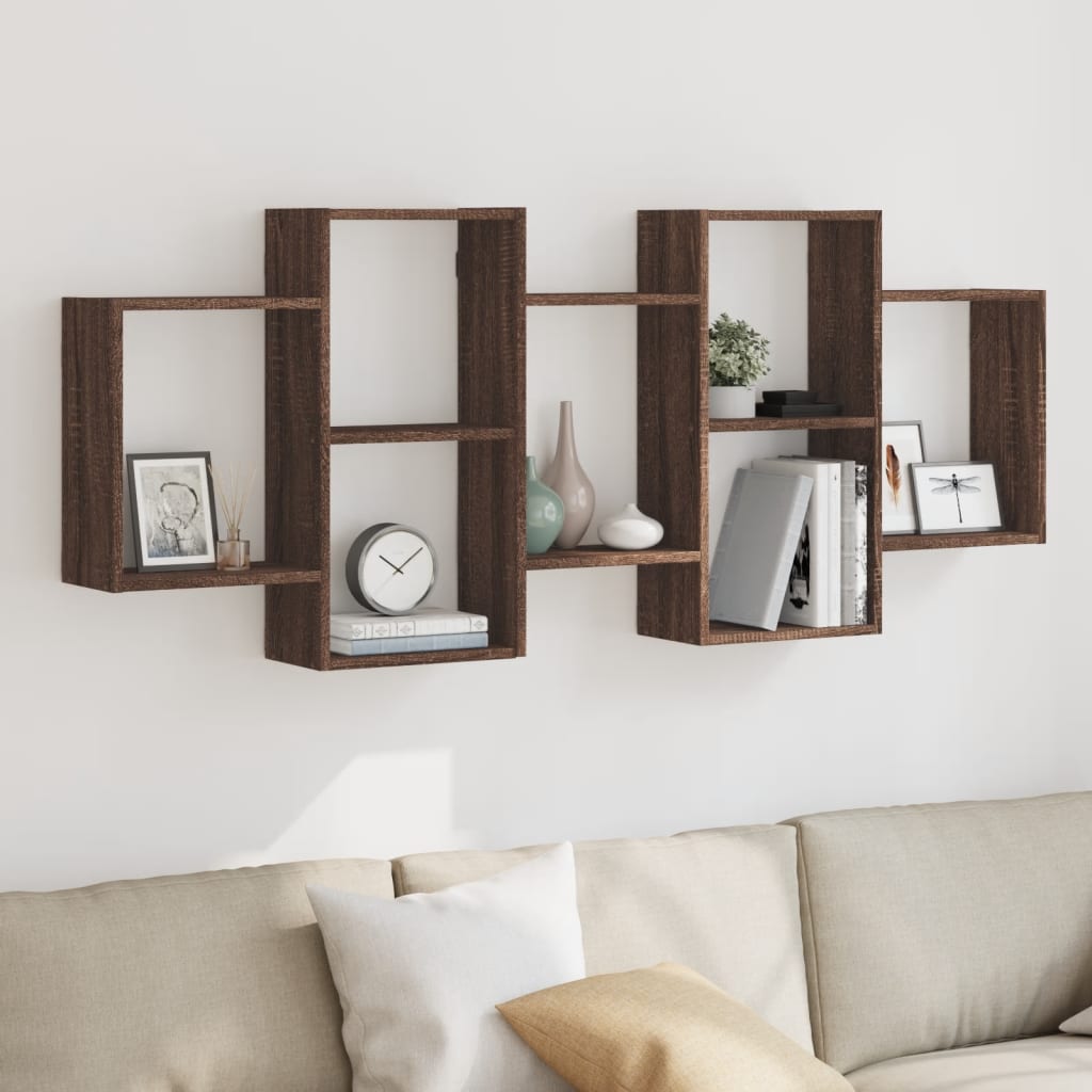 Étagère murale chêne marron 159x18x65 cm bois d'ingénierie - XIOS