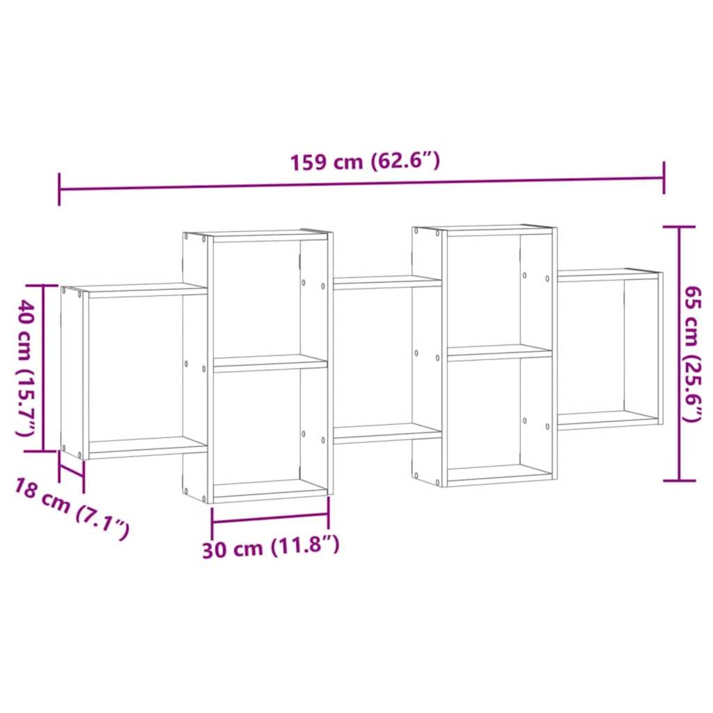 Étagère murale chêne artisanal 159x18x65 cm bois d'ingénierie - XIOS