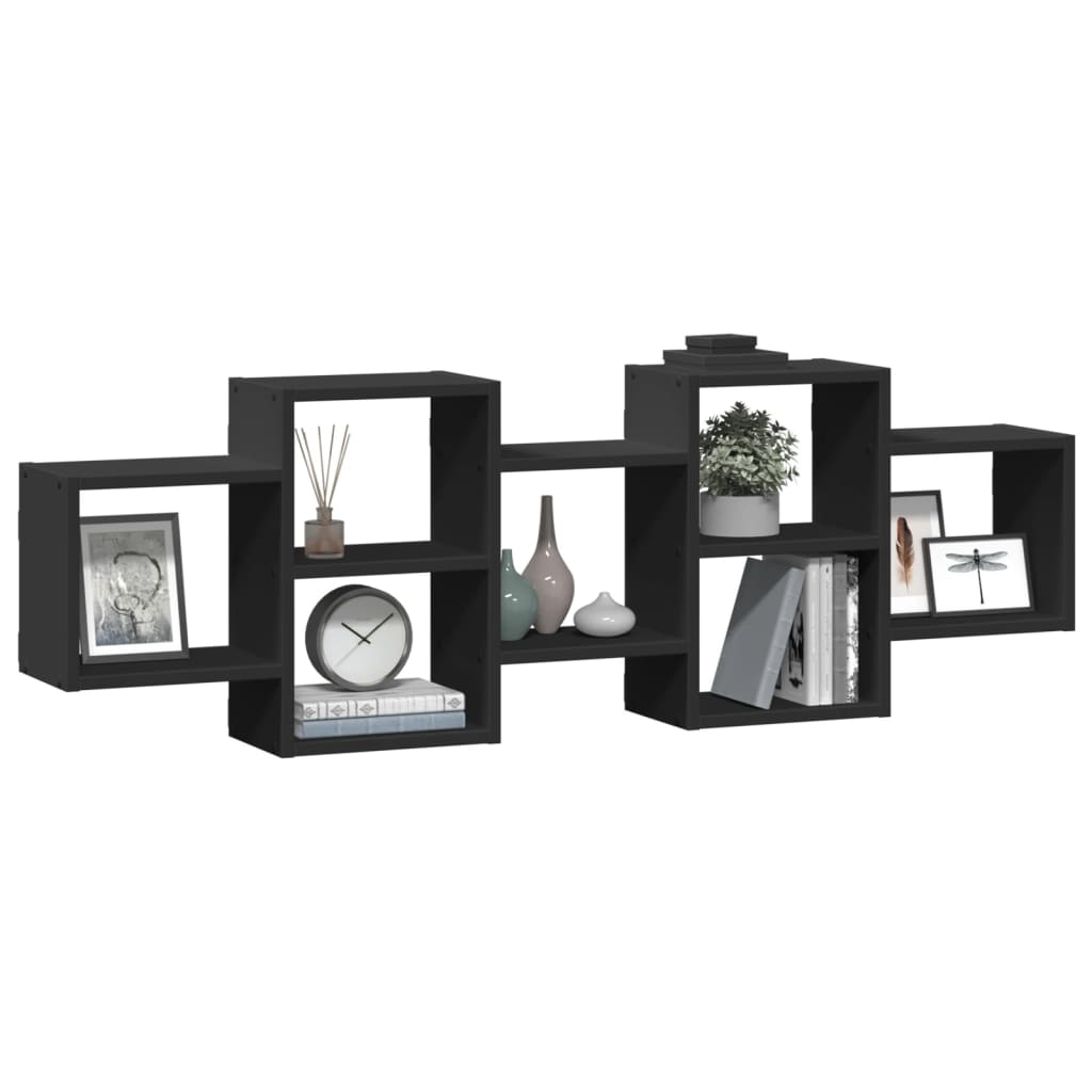 Étagère murale noir 129x18x42 cm bois d'ingénierie - XIOS