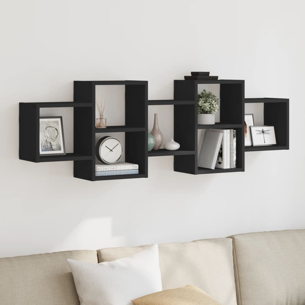 Étagère murale noir 129x18x42 cm bois d'ingénierie - XIOS