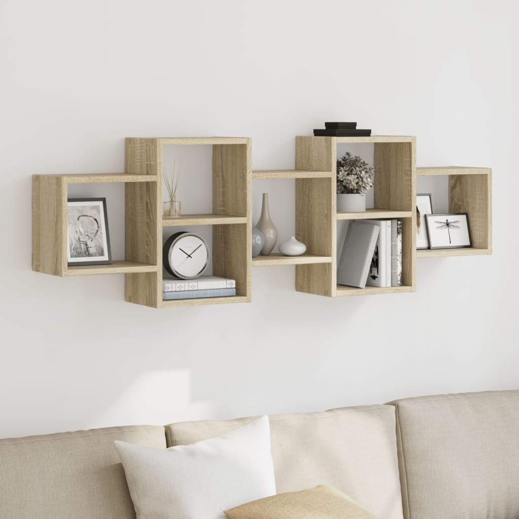 Étagère murale chêne sonoma 129x18x42 cm bois d'ingénierie - XIOS