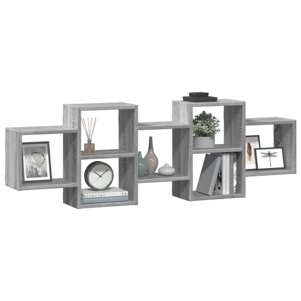 Étagère murale sonoma gris 129x18x42 cm bois ingénierie - XIOS