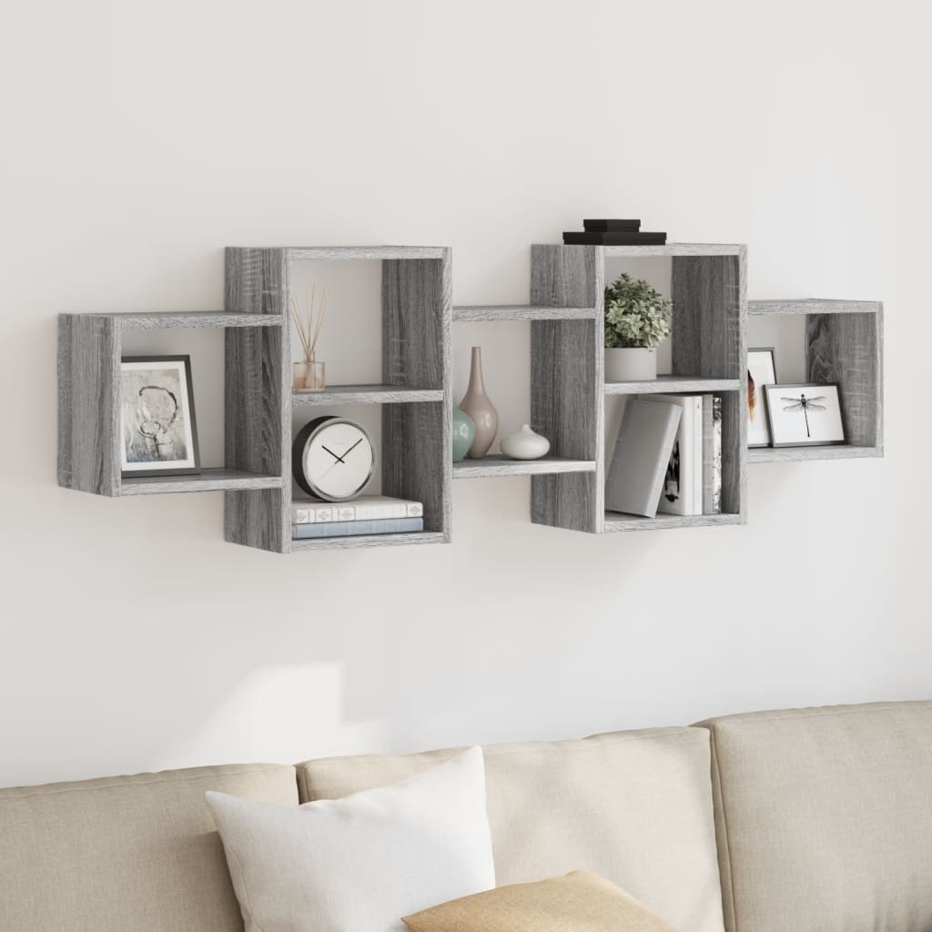 Étagère murale sonoma gris 129x18x42 cm bois ingénierie - XIOS