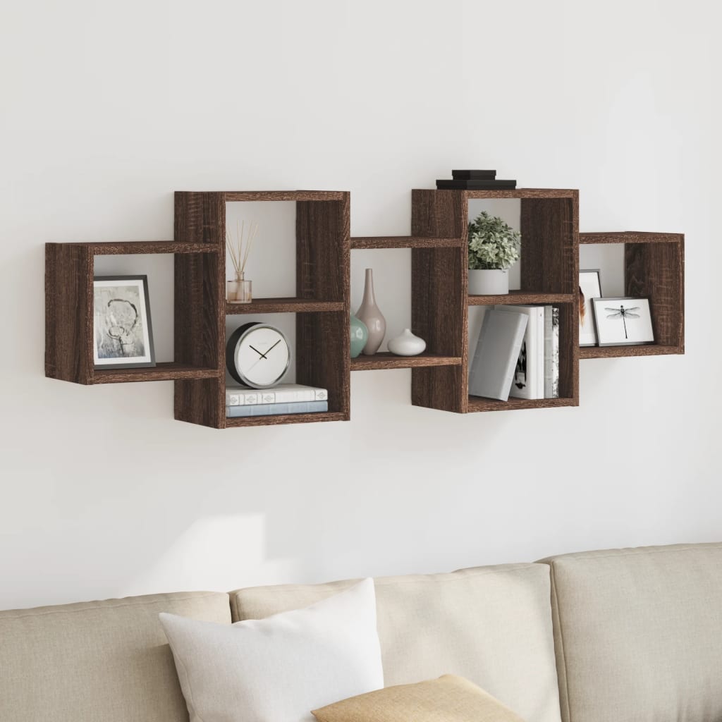 Étagère murale chêne marron 129x18x42 cm bois d'ingénierie - XIOS