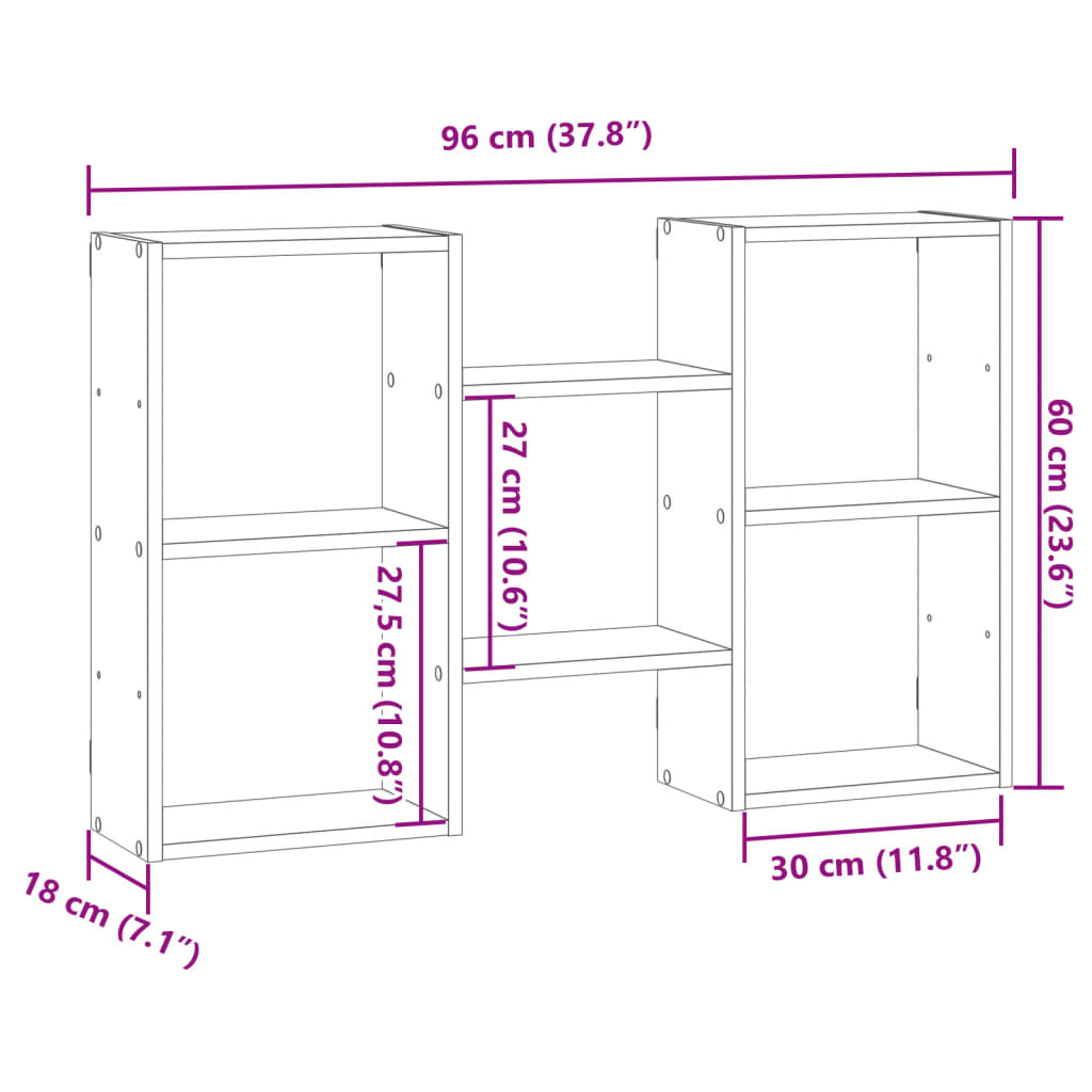 Étagère murale chêne fumé 96x18x60 cm bois d'ingénierie - XIOS
