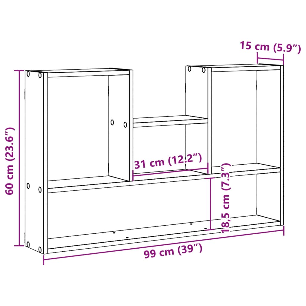Étagère murale vieux bois 99x15x60 cm bois d'ingénierie - XIOS