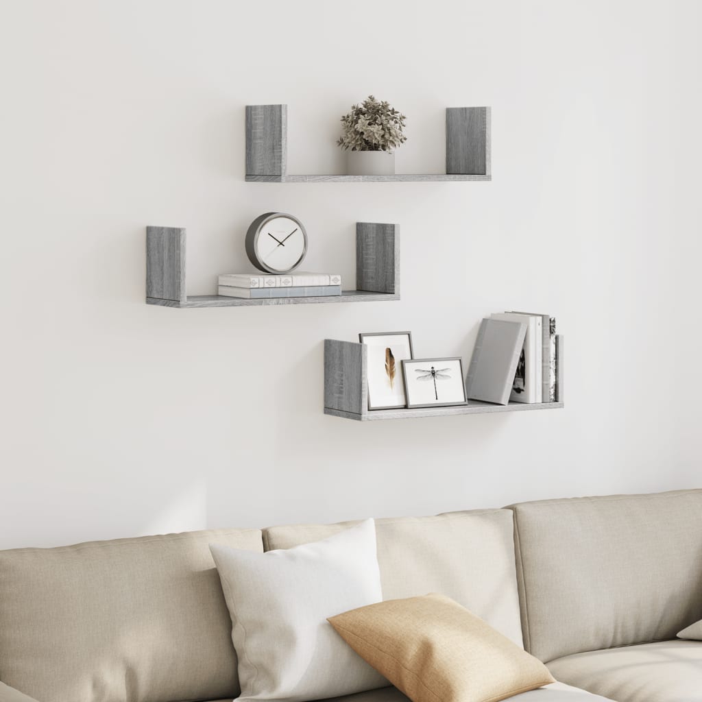 Étagères murales 3 pcs sonoma gris 58x18x18 cm bois ingénierie - XIOS