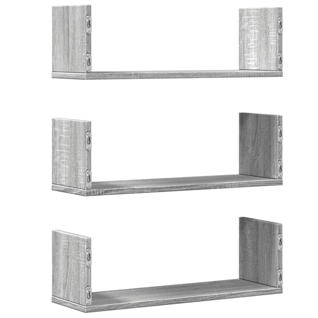 Étagères murales 3 pcs sonoma gris 58x18x18 cm bois ingénierie - XIOS