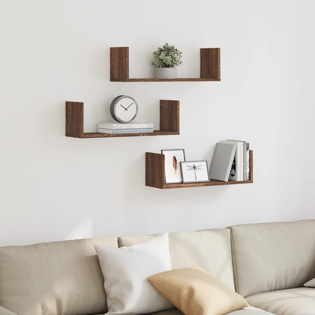 Étagères murales 3pcs chêne marron 58x18x18cm bois d'ingénierie - XIOS