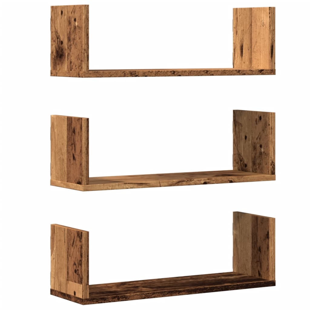 Étagères murales 3 pcs vieux bois 58x18x18 cm bois d'ingénierie - XIOS