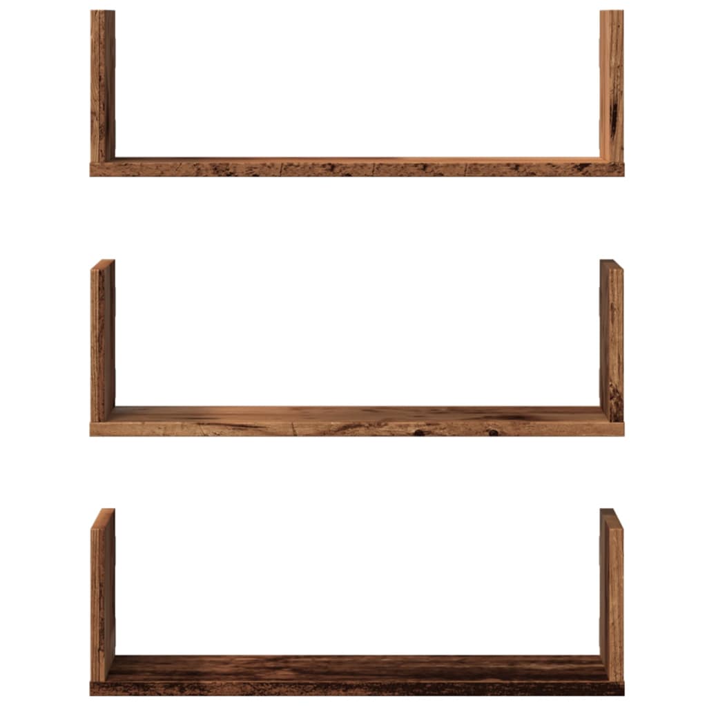 Étagères murales 3 pcs vieux bois 58x18x18 cm bois d'ingénierie - XIOS
