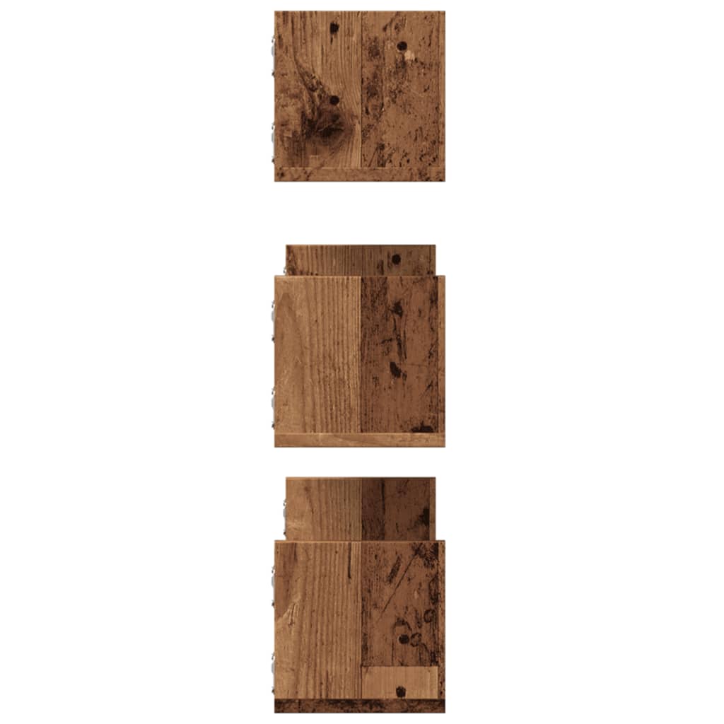 Étagères murales 3 pcs vieux bois 58x18x18 cm bois d'ingénierie - XIOS