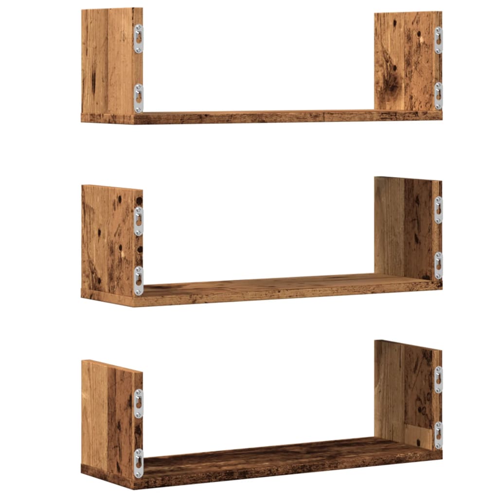 Étagères murales 3 pcs vieux bois 58x18x18 cm bois d'ingénierie - XIOS