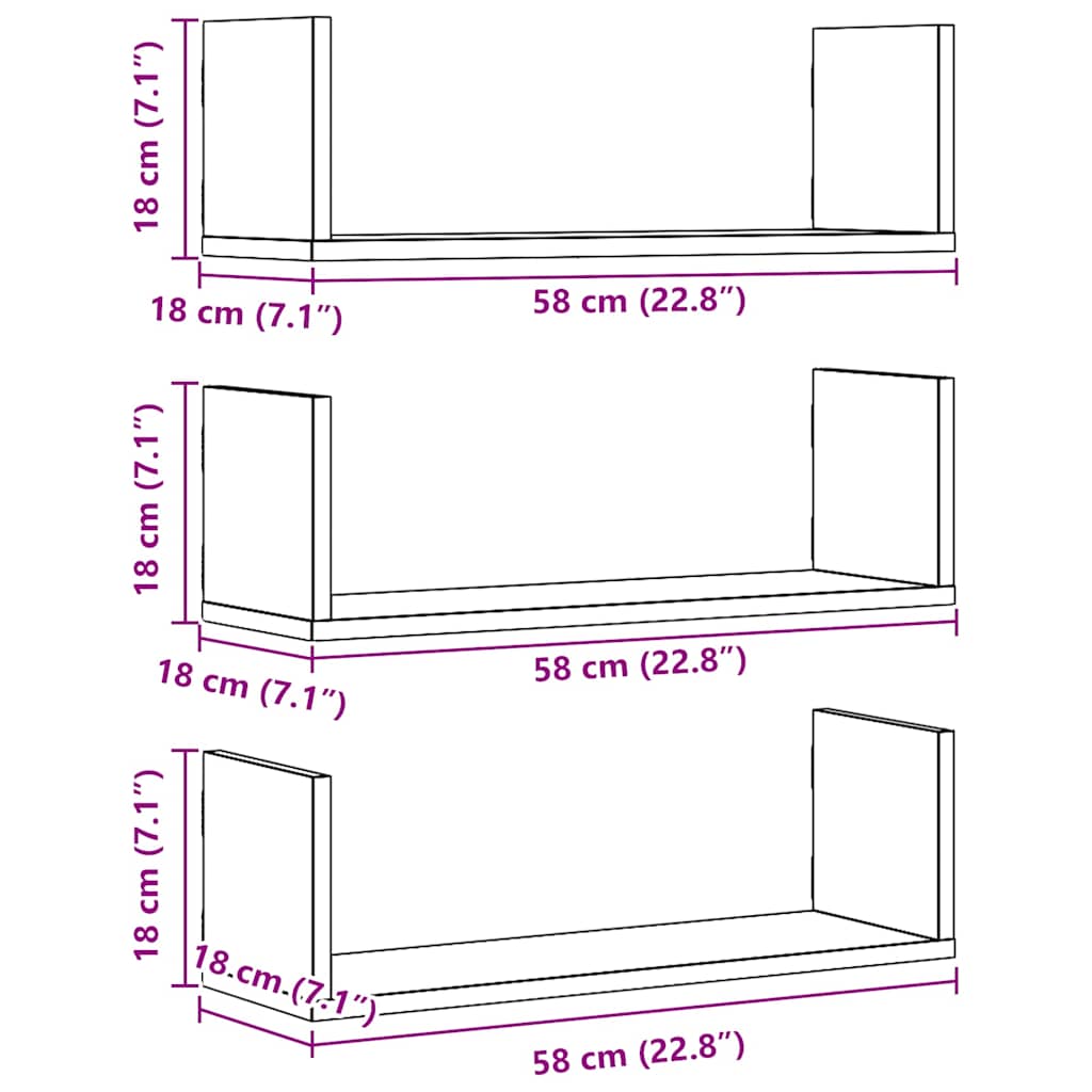 Étagères murales 3 pcs chêne artisanal bois d'ingénierie - XIOS