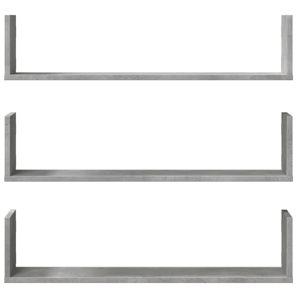 Étagères murales 3 pcs gris béton 80x18x18 cm bois d'ingénierie - XIOS