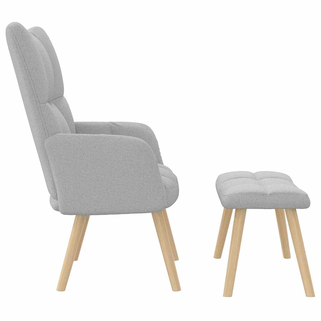 Chaise de relaxation avec repose-pieds gris nuage tissu - XIOS