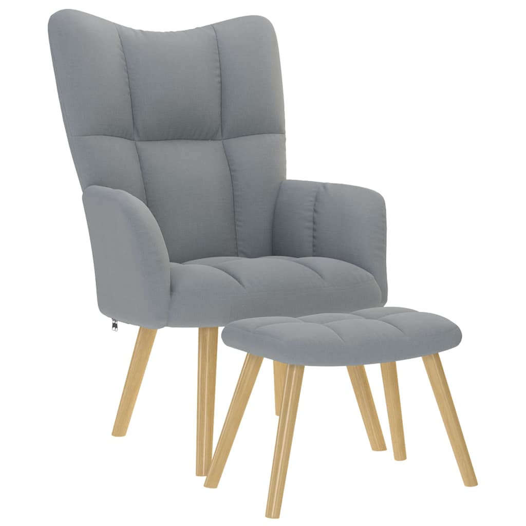 Chaise de relaxation avec repose-pied Gris clair Tissu Fauteuils vidaXL