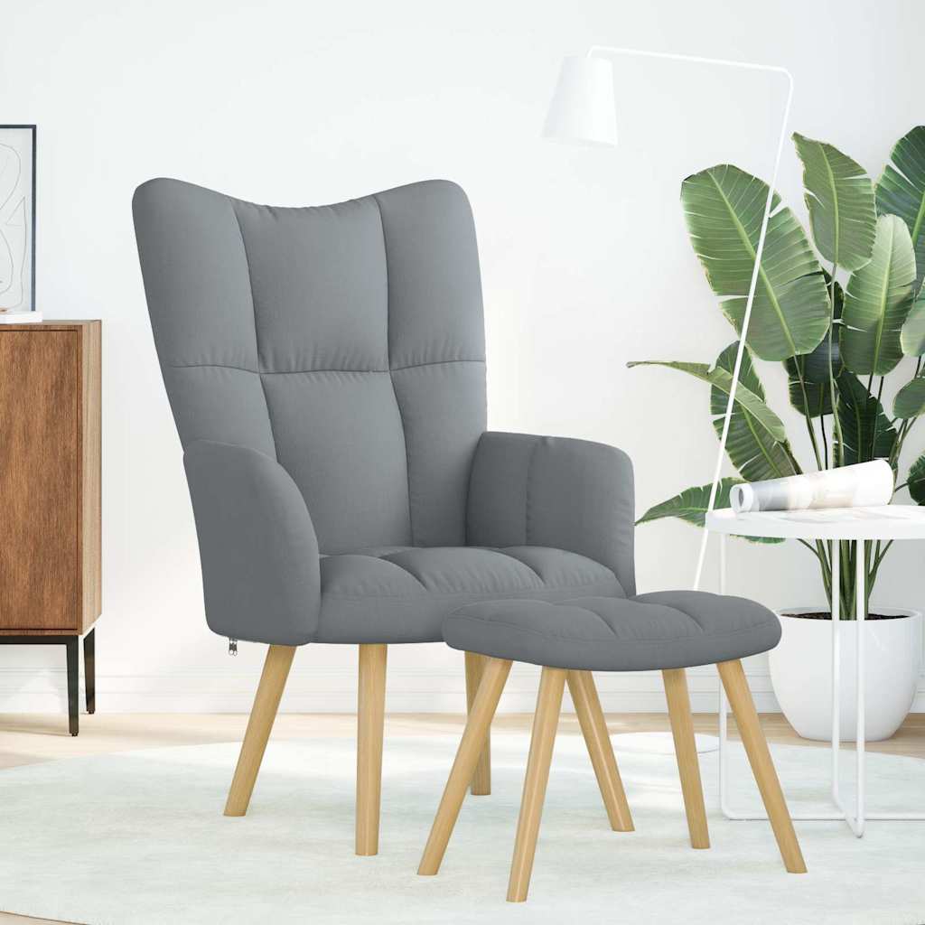 Chaise de relaxation avec repose-pied Gris clair Tissu Fauteuils vidaXL