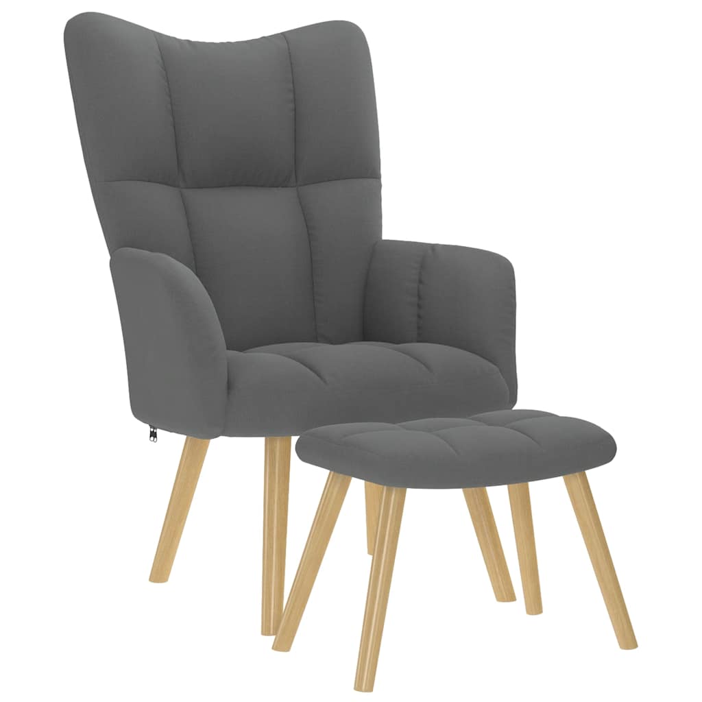 Chaise de relaxation avec repose-pied Gris foncé Tissu - XIOS