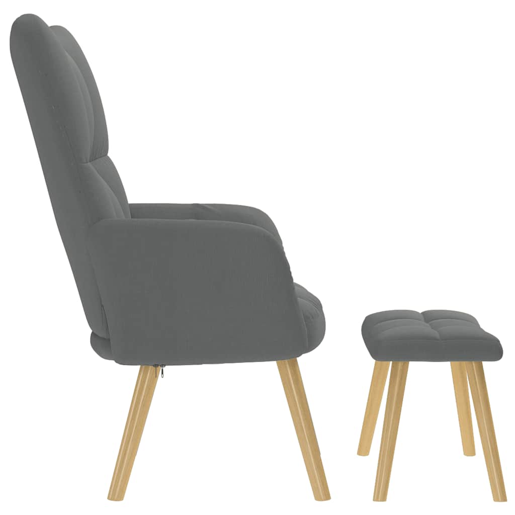 Chaise de relaxation avec repose-pied Gris foncé Tissu - XIOS
