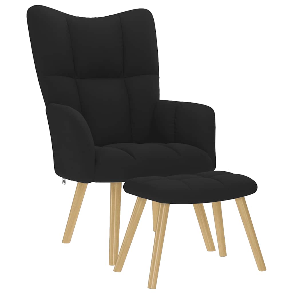 Chaise de relaxation avec repose-pied Noir Tissu - XIOS